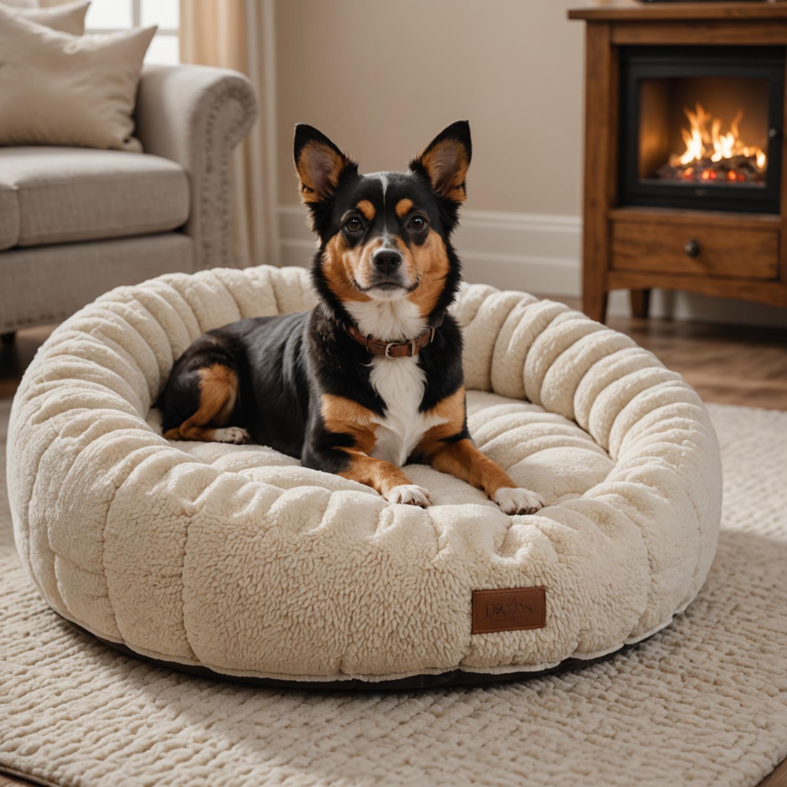 Plush orthopaedic pet bed with faux-suede cover and memory foam base